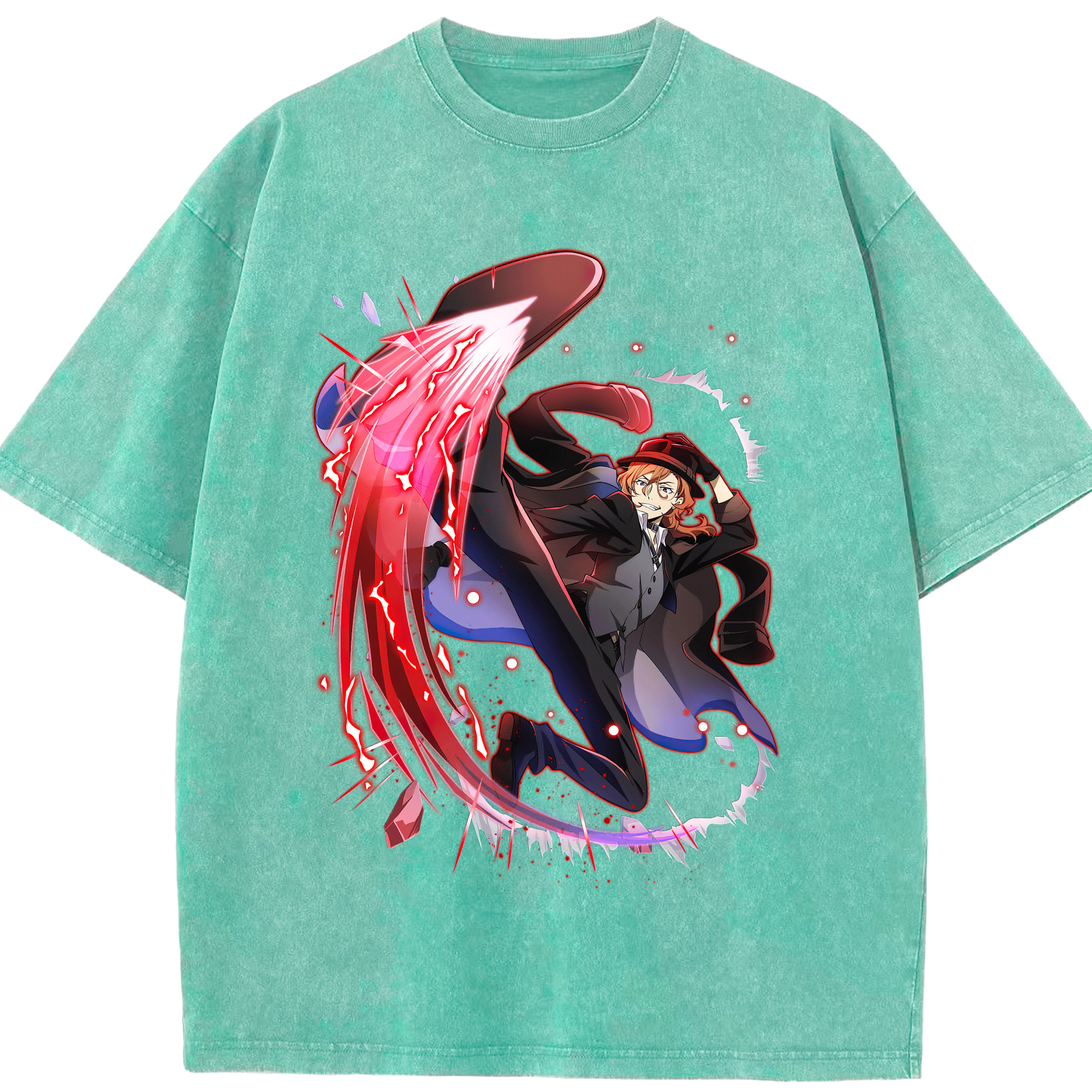 （画像用） 文豪ストレイドッグス Bungo Stray Dogs 綿100% ヴィンテージ風 半袖Tシャツ（フロントプリント）